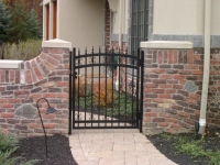 Ornamental Single Arched Gate with Quad Finials and Butterfly Scrolls EFS-10