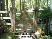 Wood Gate Split Rail 3 rail with mesh